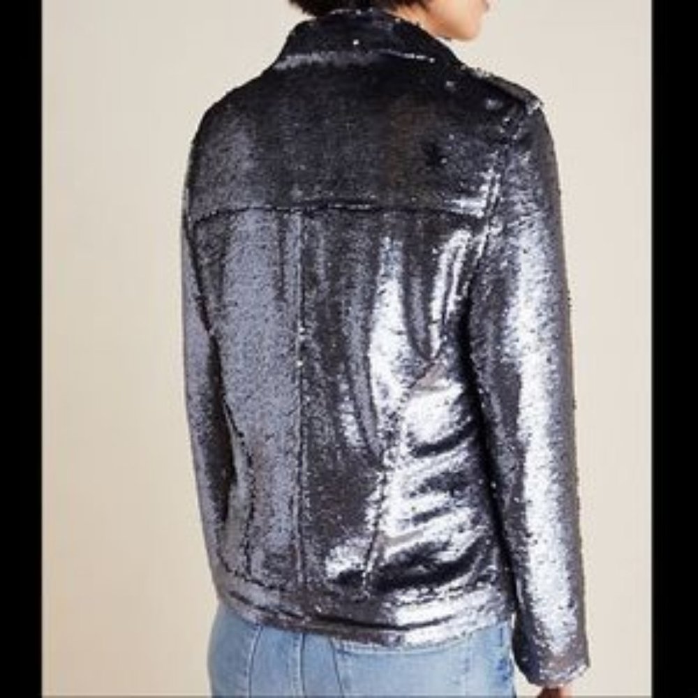 NWT Harlow Sequined Moto Jacket - Picture 2 of 3